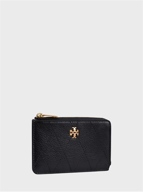 Charlie Quilted Pebbled Leather Zip Cardholder TORY BURCH | 186054001
